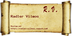 Radler Vilmos névjegykártya